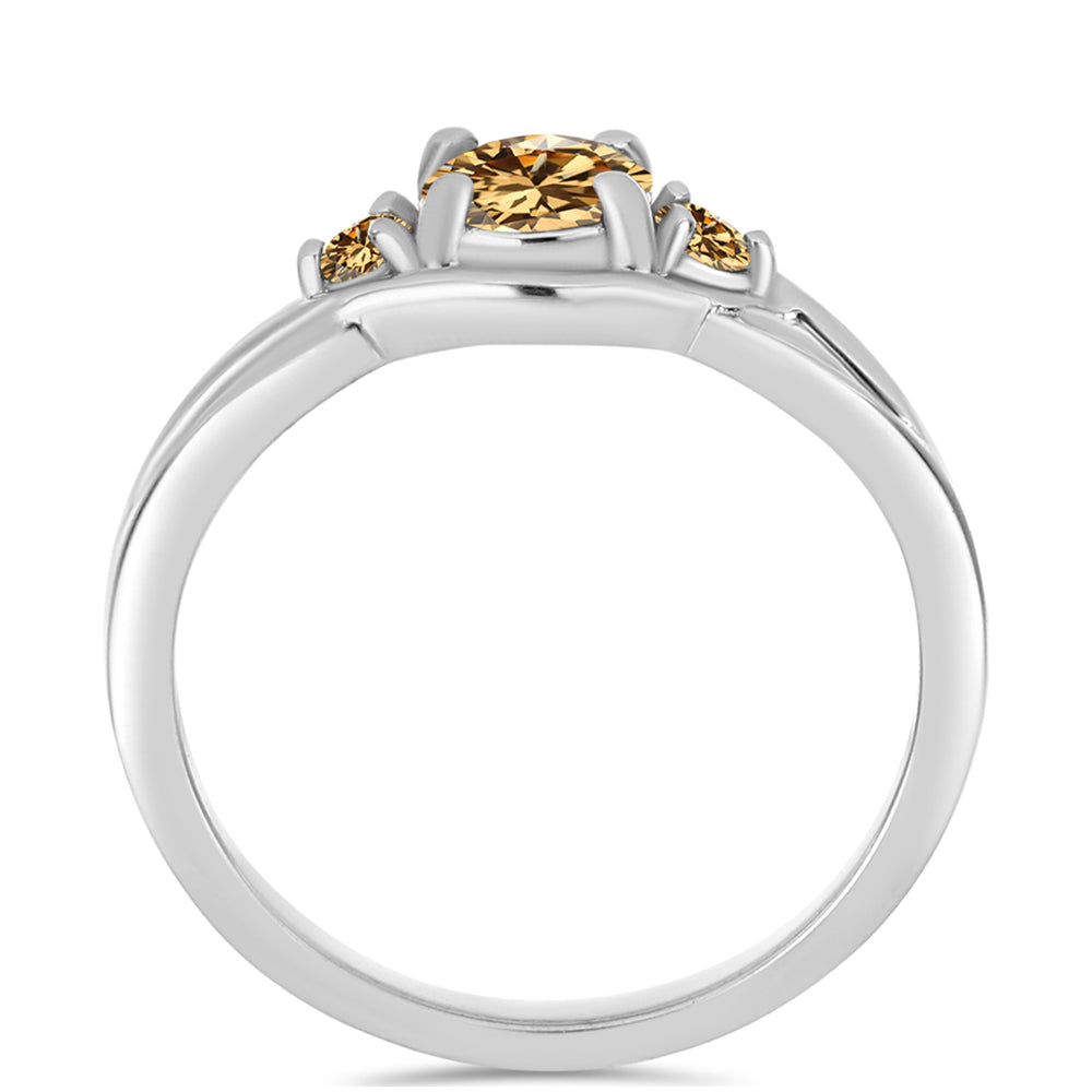 Anillo de Plata con Moisanita Champagne 2 