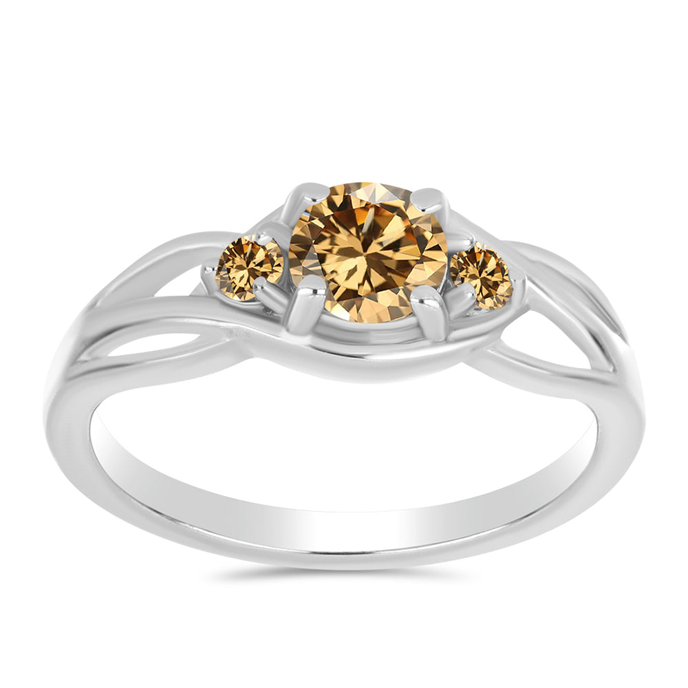 Anillo de Plata con Moisanita Champagne
