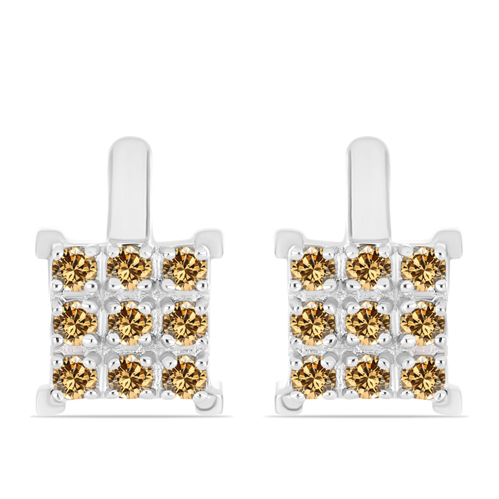 Pendientes de Plata con Moisanita Champagne 1 