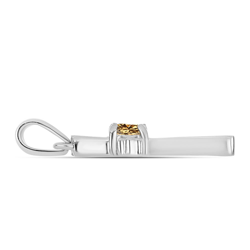 Cruz Colgante de Plata con Moisanita Champagne 2 