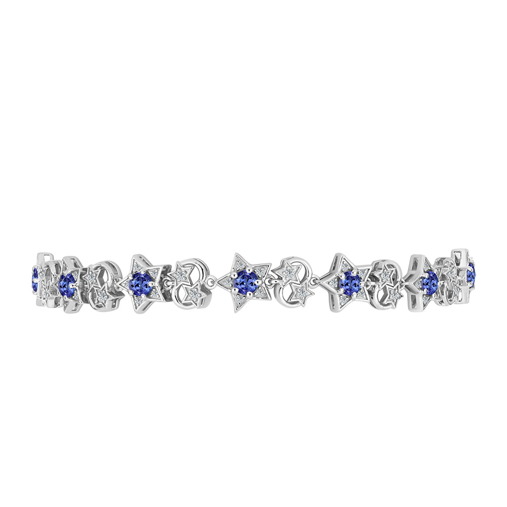 Pulsera de Plata con Tanzanita AAA y Topacio Blanco 2 