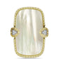Anillo de Plata Bañada en Oro con Madreperla y Topacio Blanco