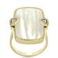 Anillo de Plata Bañada en Oro con Madreperla y Topacio Blanco