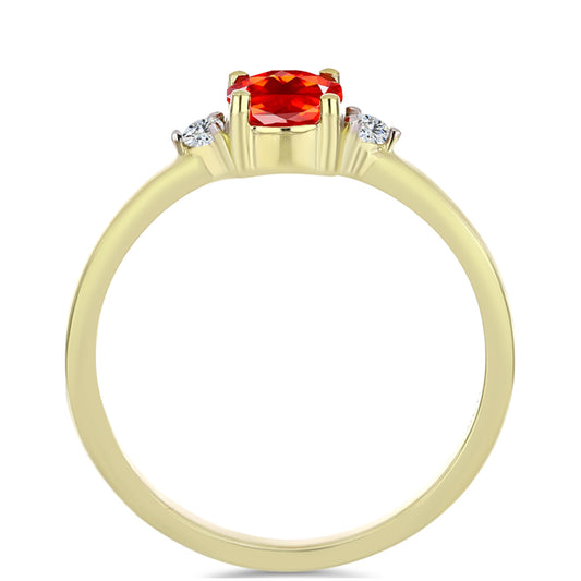 Anillo de Plata Bañada en Oro con Ópalo Rojo etíope de Lega Dembi y Topacio Blanco