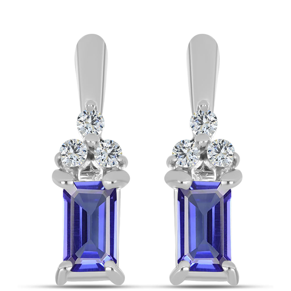 Pendientes de Plata con Tanzanita AAA y Topacio Blanco