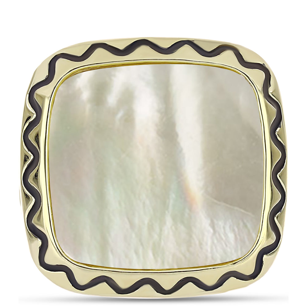 Anillo de Plata Bañada en Oro con Madreperla 1 