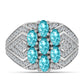 Anillo de Plata con Cuarzo Paraiba y Topacio Blanco