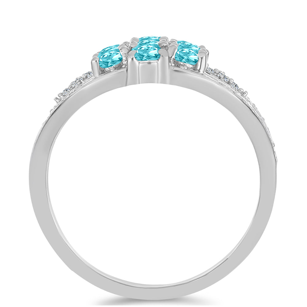 Anillo de Plata con Cuarzo Paraiba y Topacio Blanco