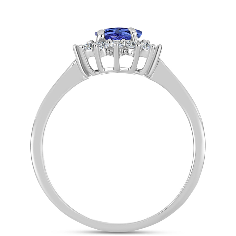 Anillo de Plata con Tanzanita AAA y Topacio Blanco 2 