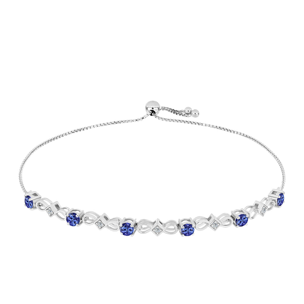 Pulsera de Plata con Tanzanita AAA y Topacio Blanco 1 