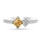 Anillo de Plata con Moisanita Champagne y Topacio Blanco