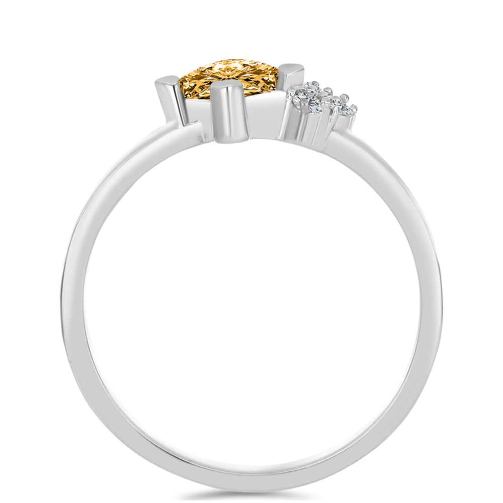 Anillo de Plata con Moisanita Champagne y Topacio Blanco