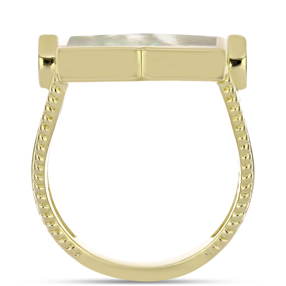 Anillo de Plata Bañada en Oro con Madreperla 2 