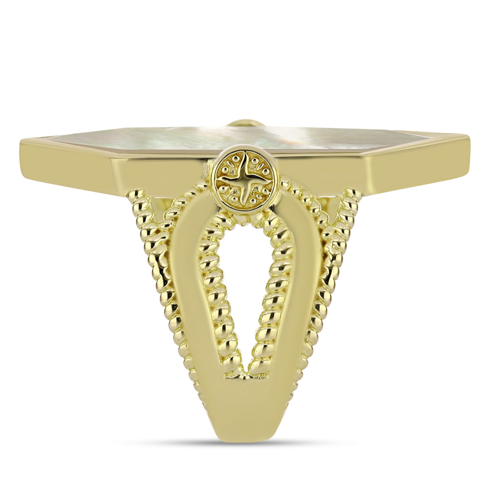 Anillo de Plata Bañada en Oro con Madreperla 4 