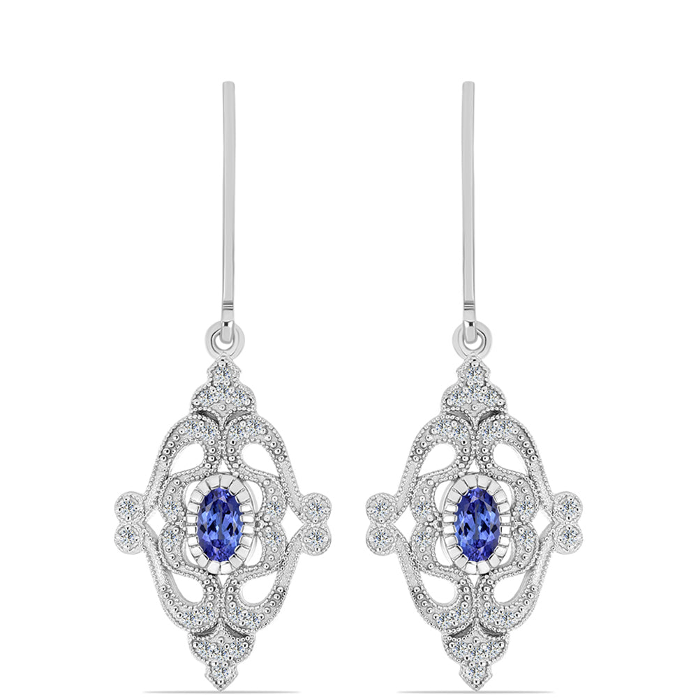 Pendientes de Plata con Tanzanita AAA y Topacio Blanco 1 