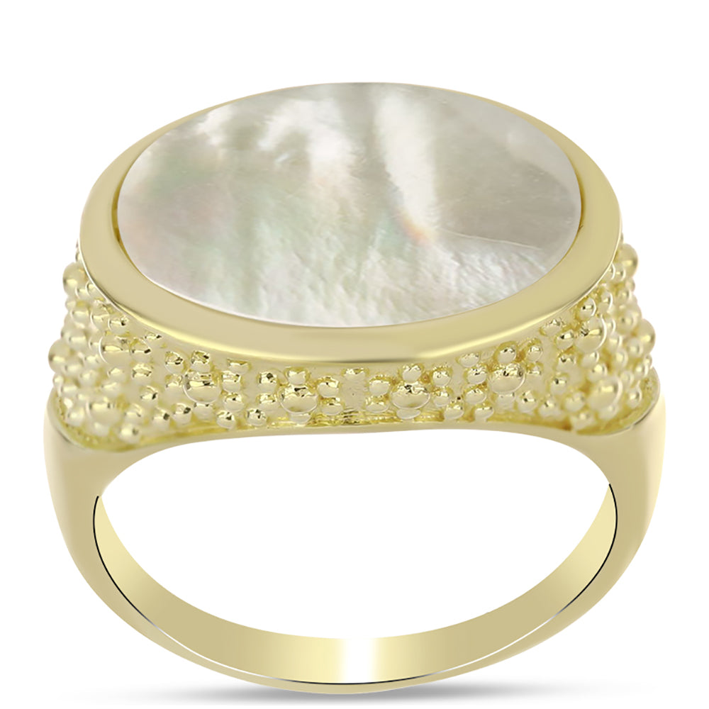 Anillo de Plata Bañada en Oro con Madreperla 3 
