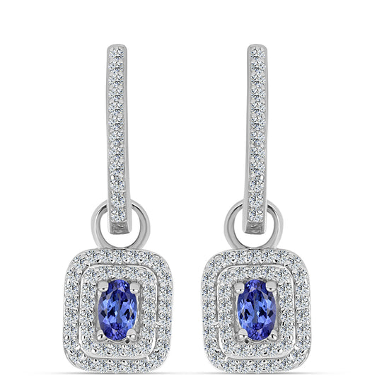 Pendientes de Plata con Tanzanita AAA y Topacio Blanco