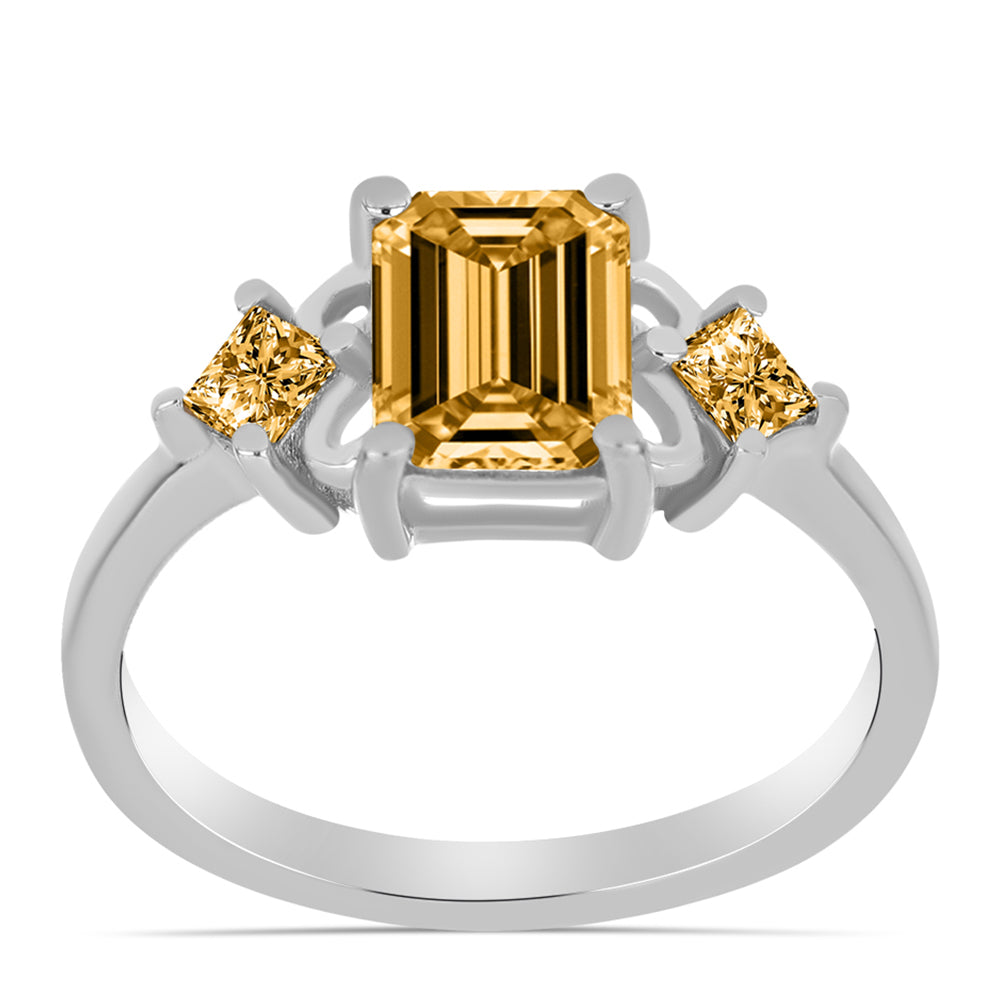 Anillo de Plata con Moisanita Champagne