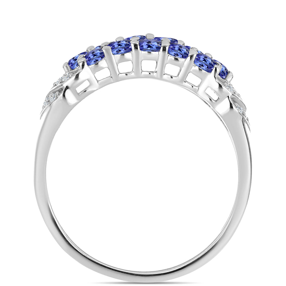 Anillo de Plata con Tanzanita AAA y Topacio Blanco 2 