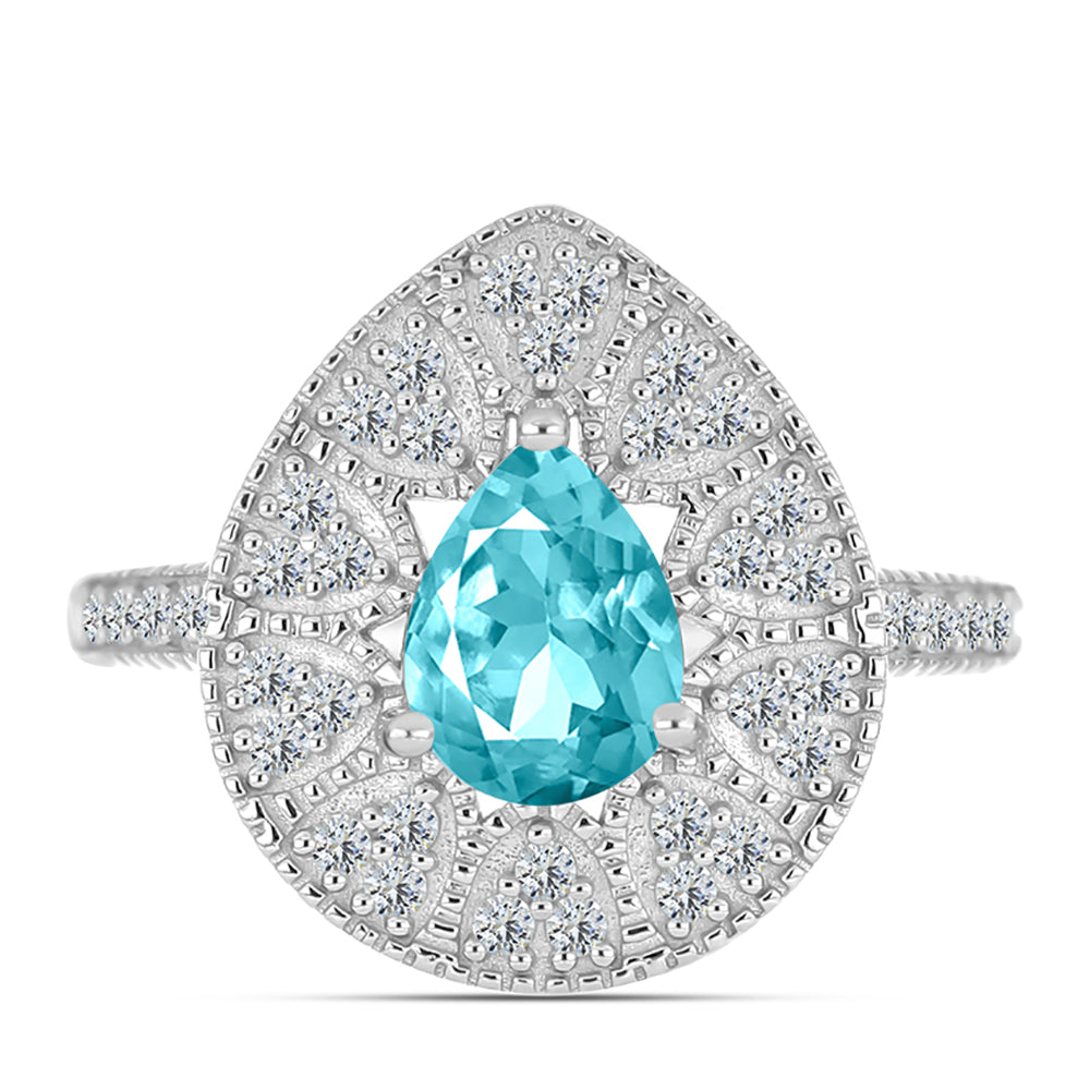 Anillo de Plata con Cuarzo Paraiba y Topacio Blanco 1 