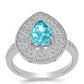 Anillo de Plata con Cuarzo Paraiba y Topacio Blanco