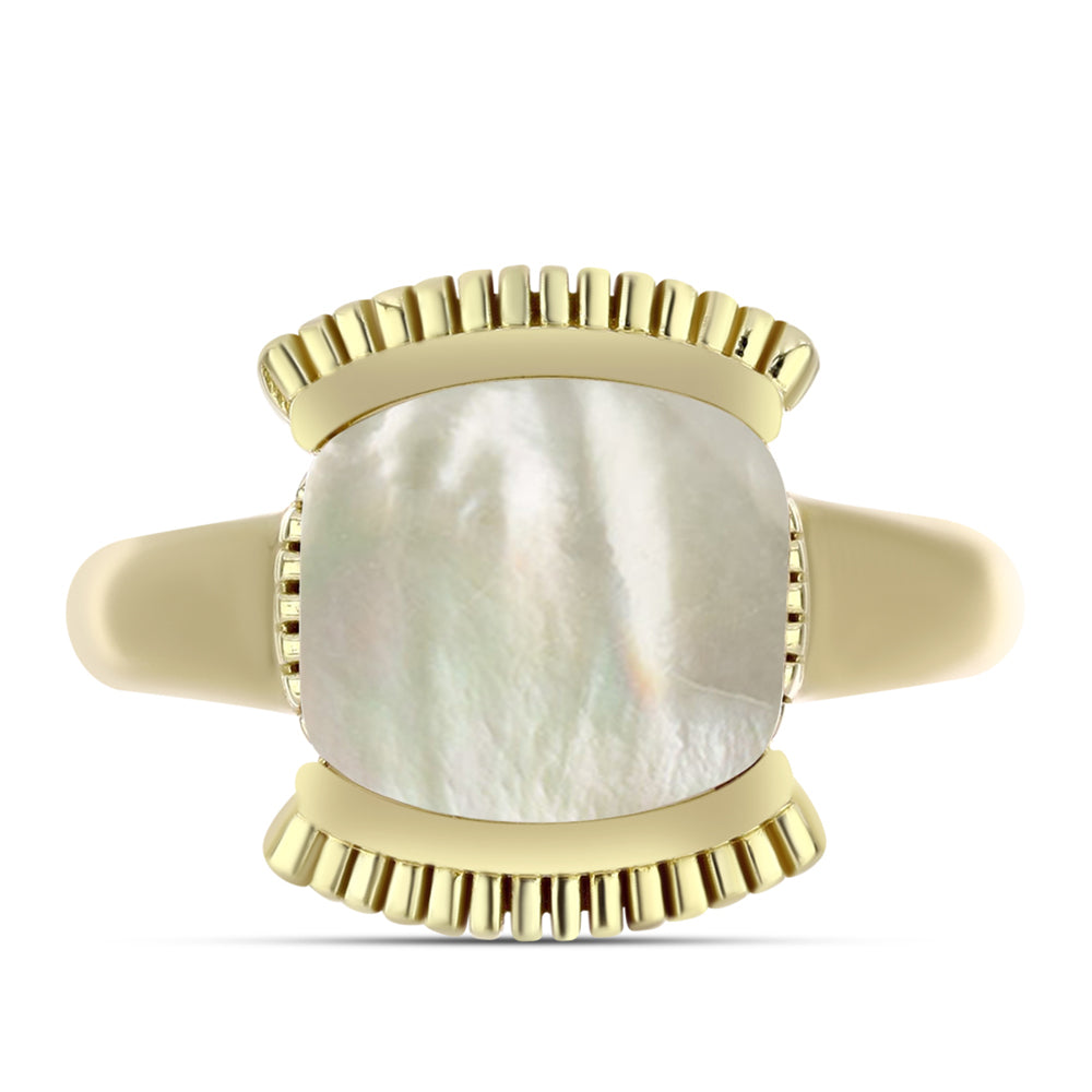 Anillo de Plata Bañada en Oro con Madreperla 1 