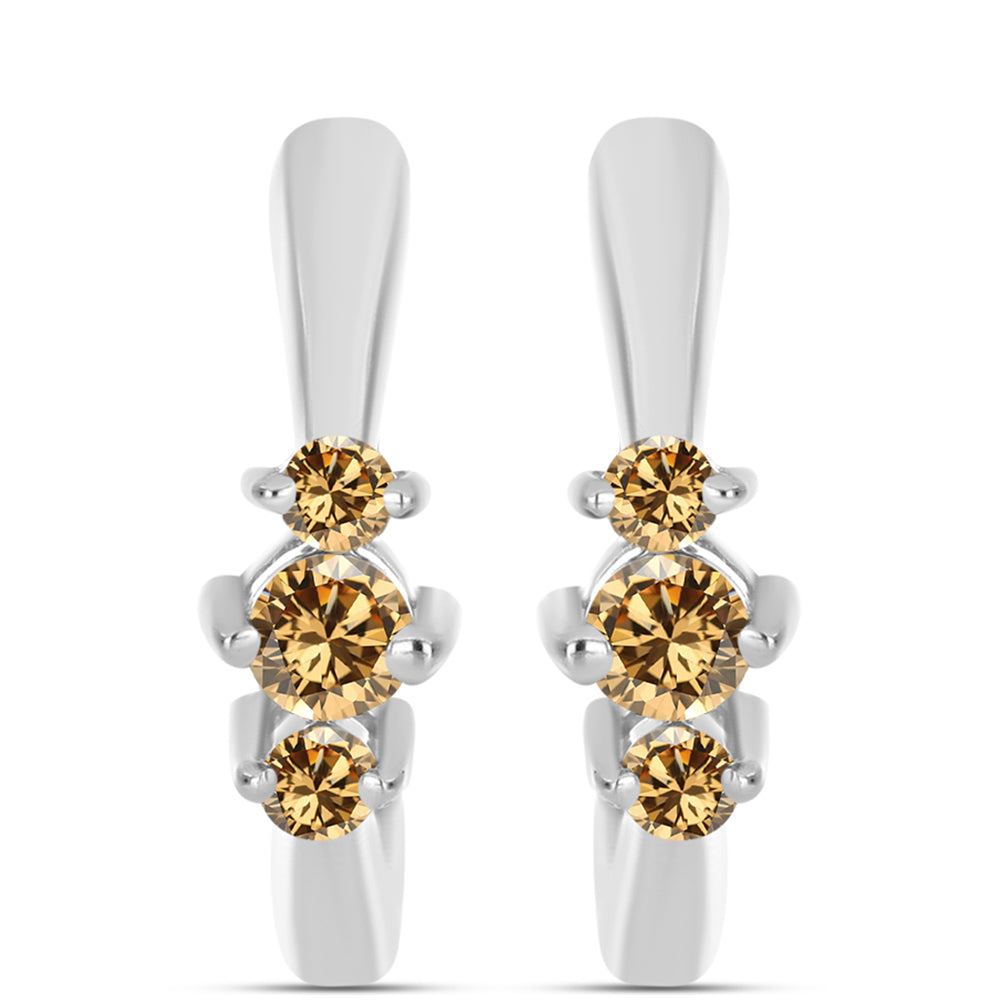 Pendientes de Plata con Moisanita Champagne 1 