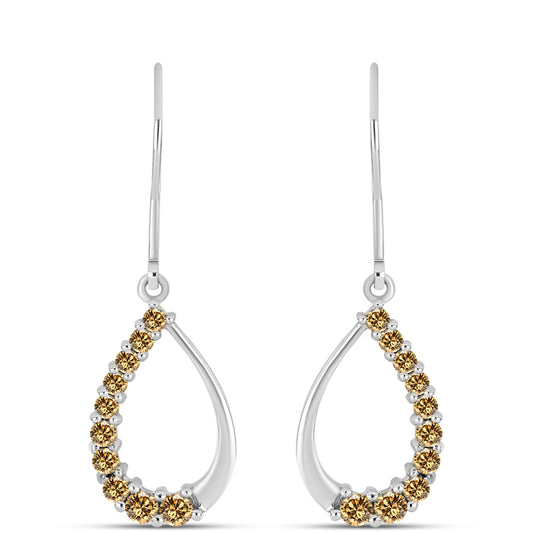 Pendientes de Plata con Moisanita Champagne