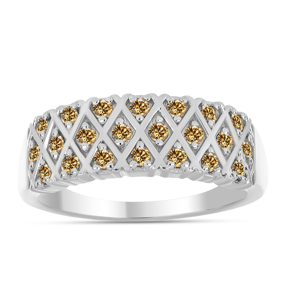 Anillo de Plata con Moisanita Champagne 3 