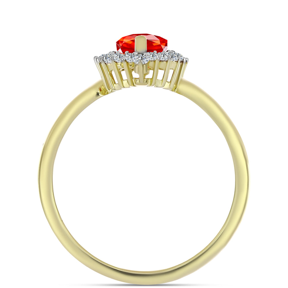 Anillo de Plata Bañada en Oro con Ópalo Rojo etíope de Lega Dembi y Topacio Blanco 2 