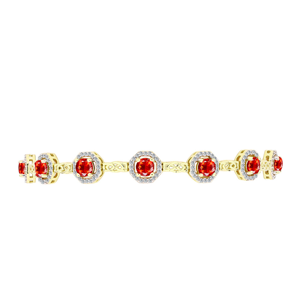 Pulsera de Plata Bañada en Oro con Ópalo Rojo etíope de Lega Dembi y Topacio Blanco 2 