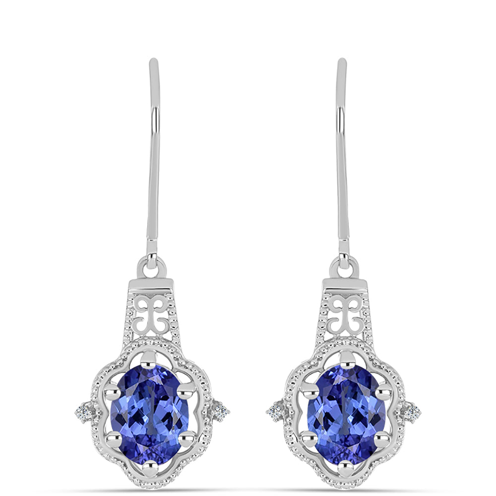 Pendientes de Plata con Tanzanita AAA y Topacio Blanco 1 