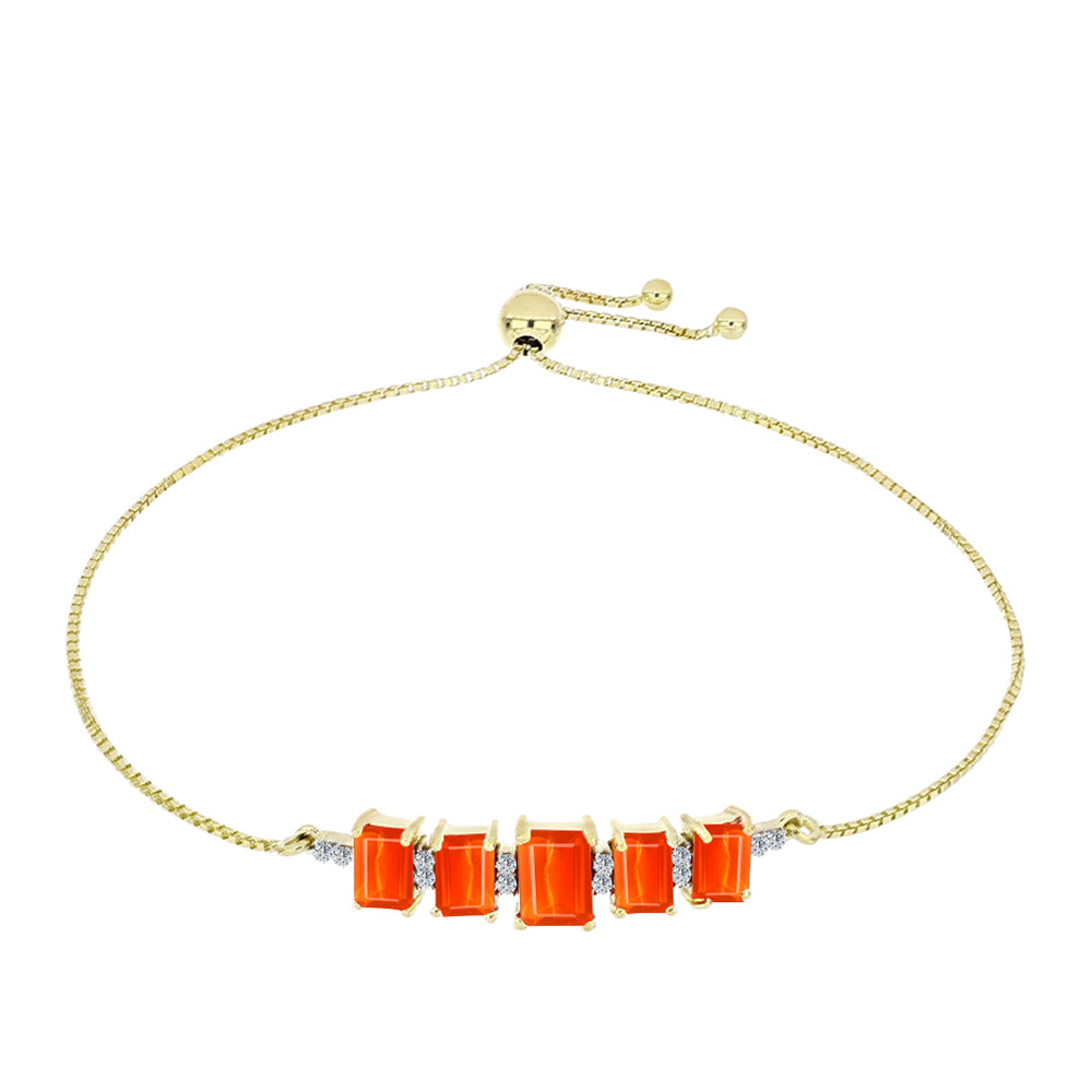 Pulsera de Plata Bañada en Oro con Ópalo Rojo etíope de Lega Dembi y Topacio Blanco 1 
