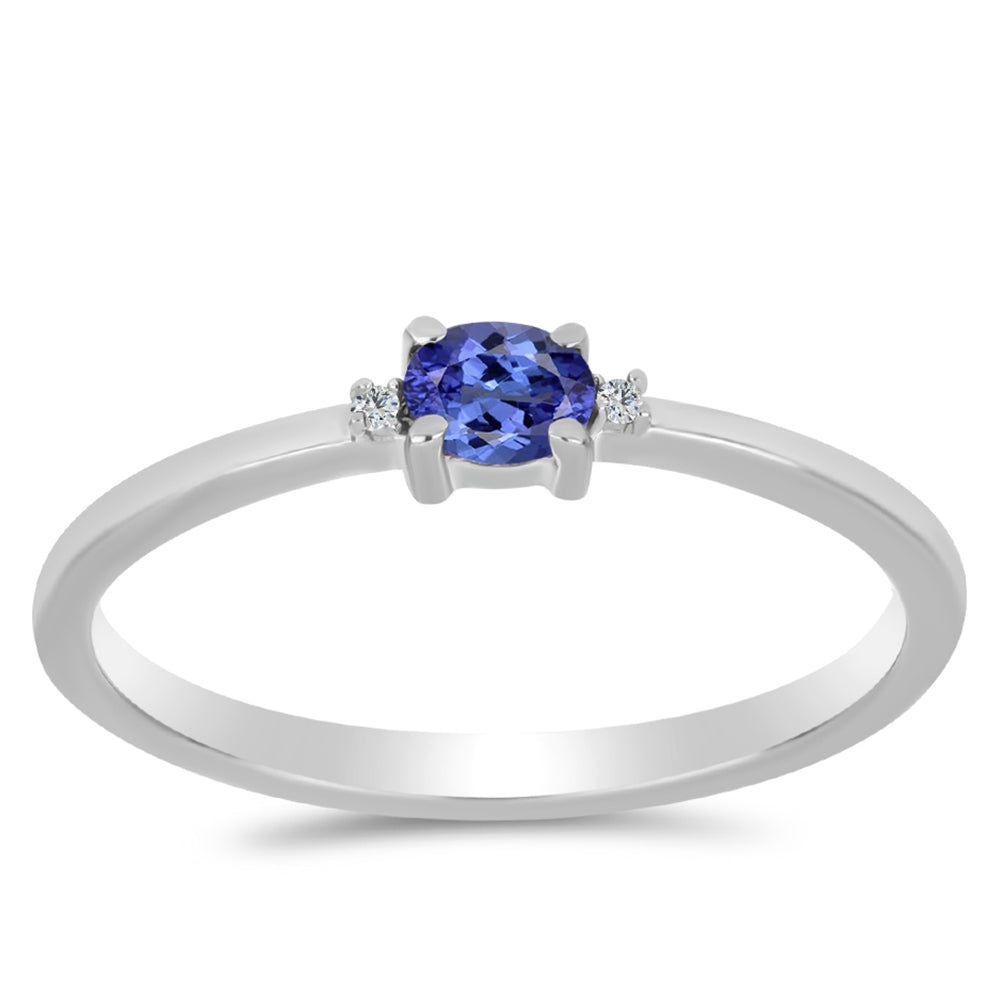 Anillo de Plata con Tanzanita AAA y Topacio Blanco