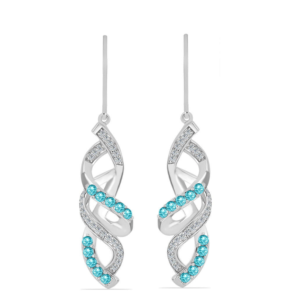 Pendientes de Plata con Cuarzo Paraiba y Topacio Blanco