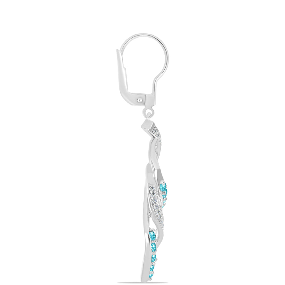 Pendientes de Plata con Cuarzo Paraiba y Topacio Blanco 2 