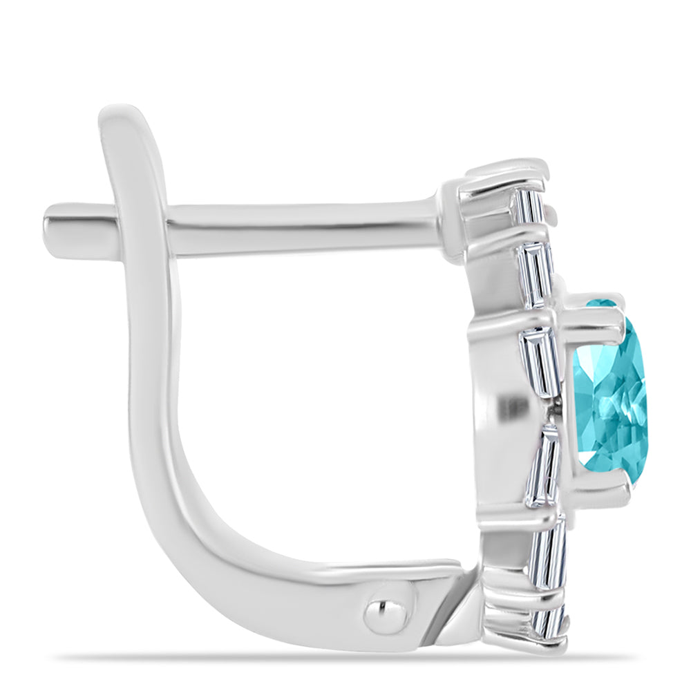 Pendientes de Plata con Cuarzo Paraiba y Zircón Blanco 2 