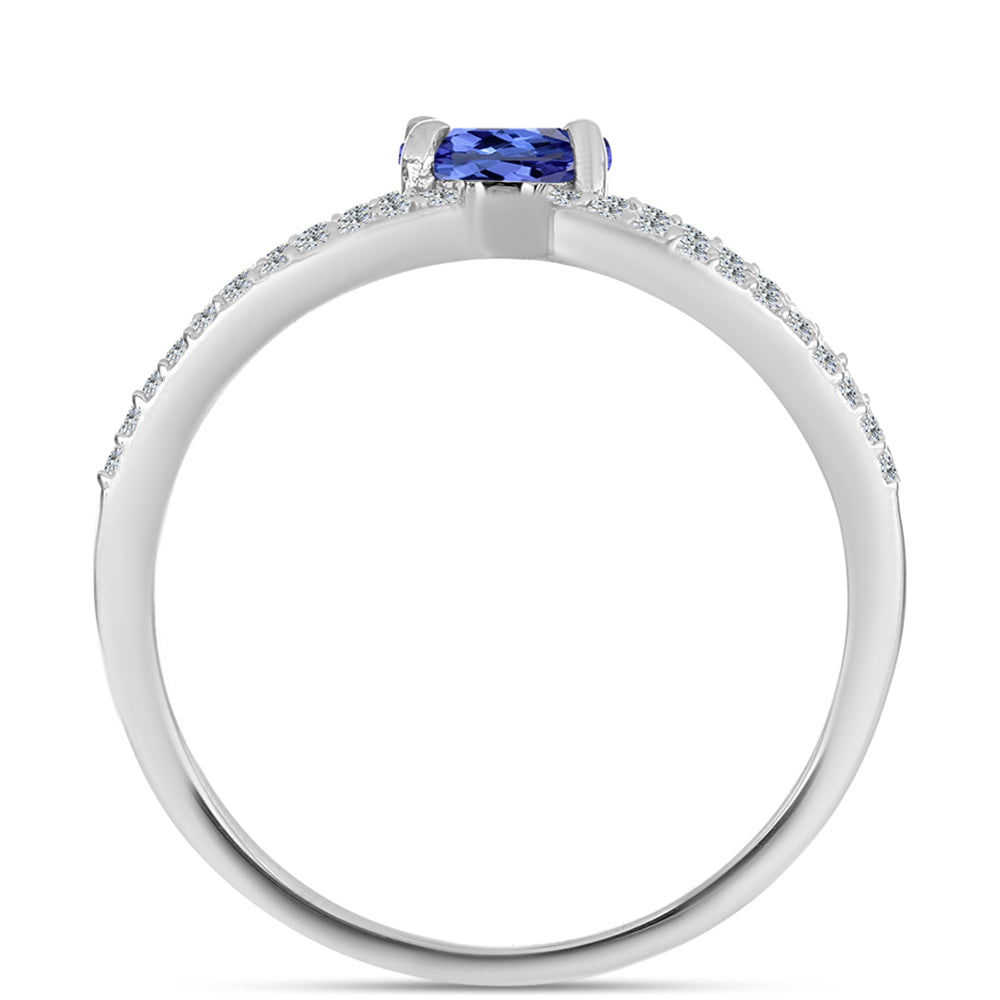 Anillo de Plata con Tanzanita AAA y Topacio Blanco