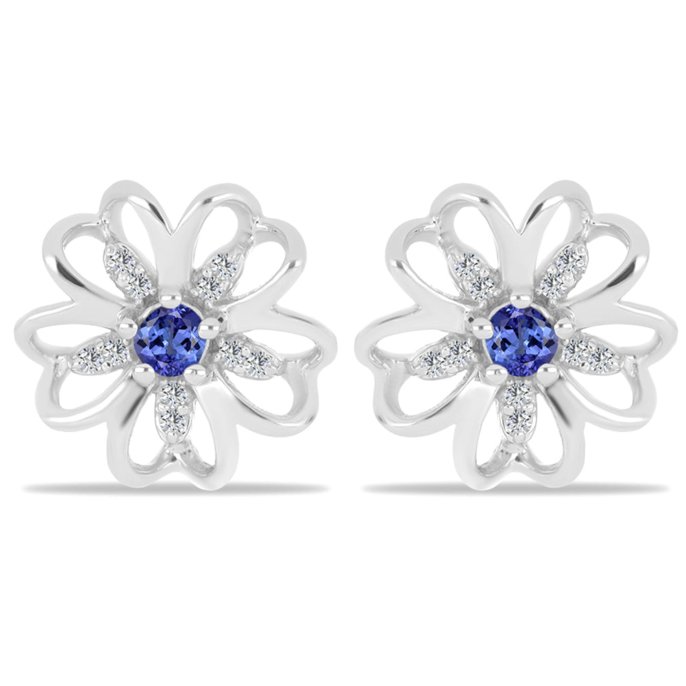 Pendientes de Plata con Tanzanita y Zircón Blanco