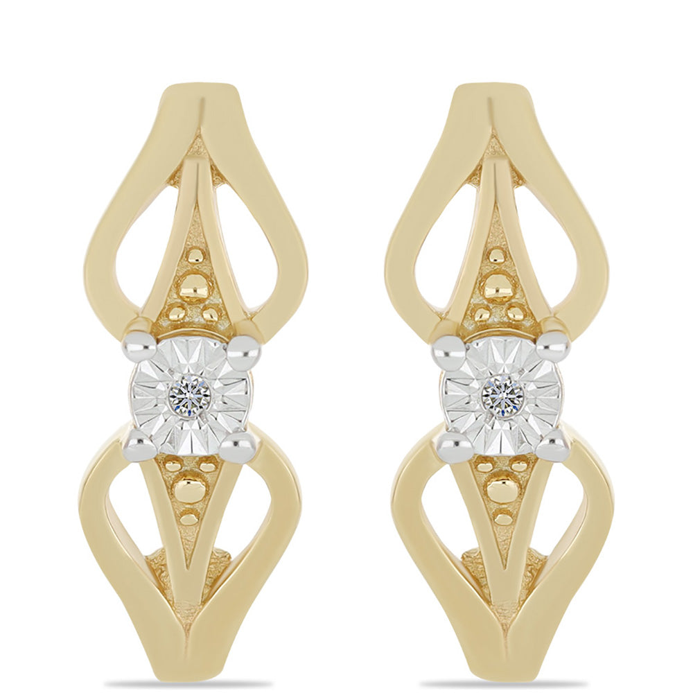 Pendientes de Plata Bañada en Oro con Diamante blanco