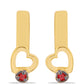 Pendientes de Plata Bañada en Oro con Diamante Rojo