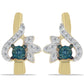 Pendientes de Plata Bañada en Oro con Diamante Azul y Zircón Blanco