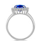 Anillo de Plata con Zafiro artificial y Zircón Blanco