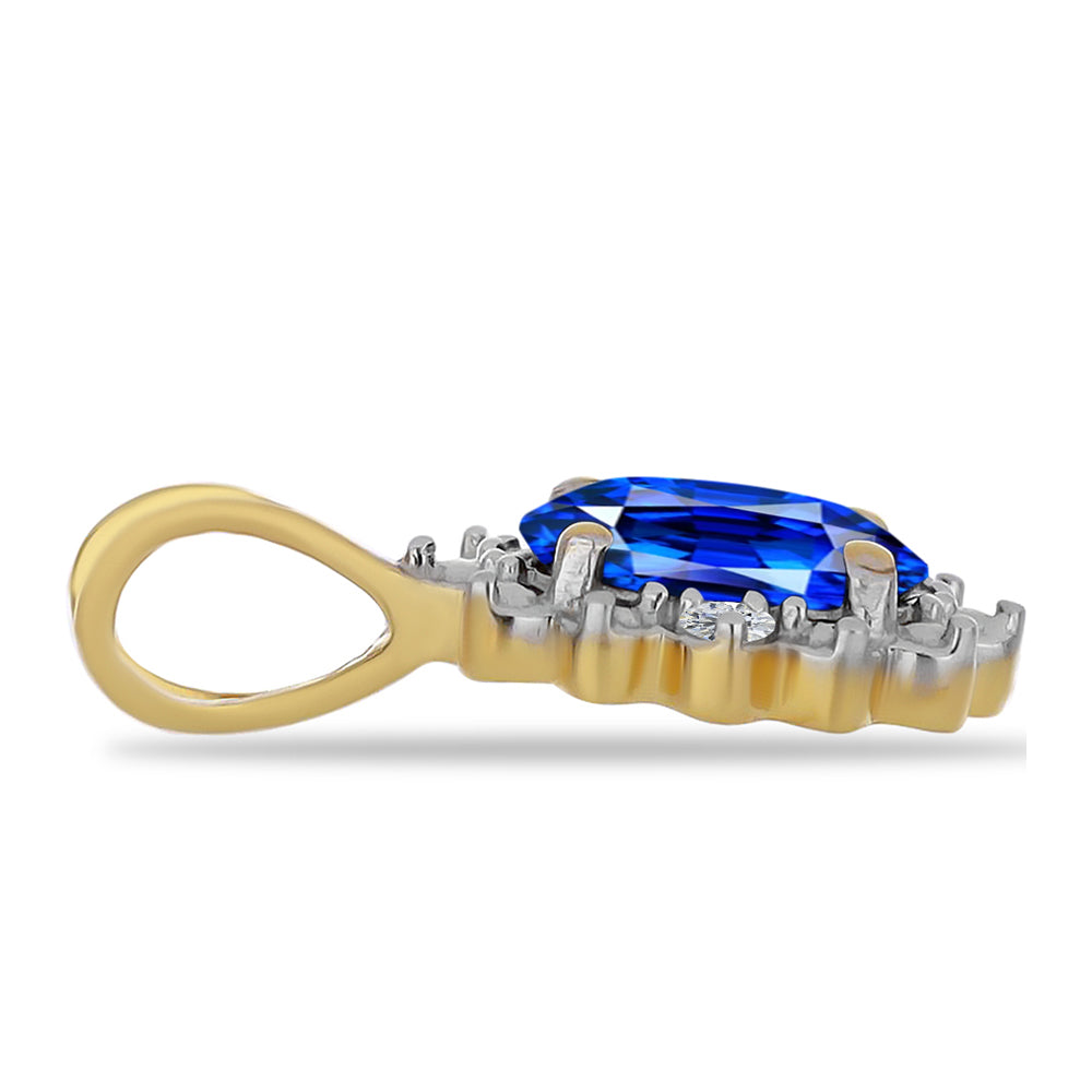 Colgante de Plata Bañada en Oro con Zafiro Azul Australiano y Zircón Blanco 2 
