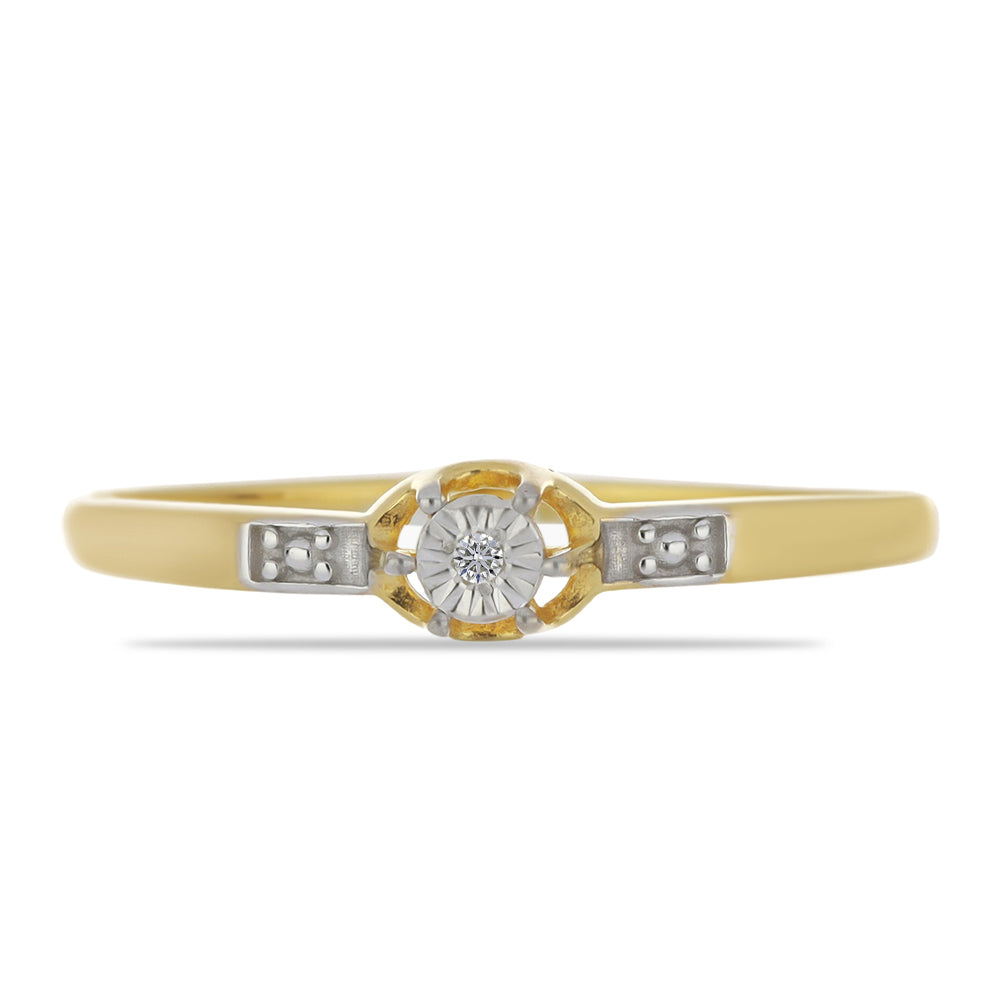 Anillo de Plata Bañada en Oro con Diamante blanco 1 