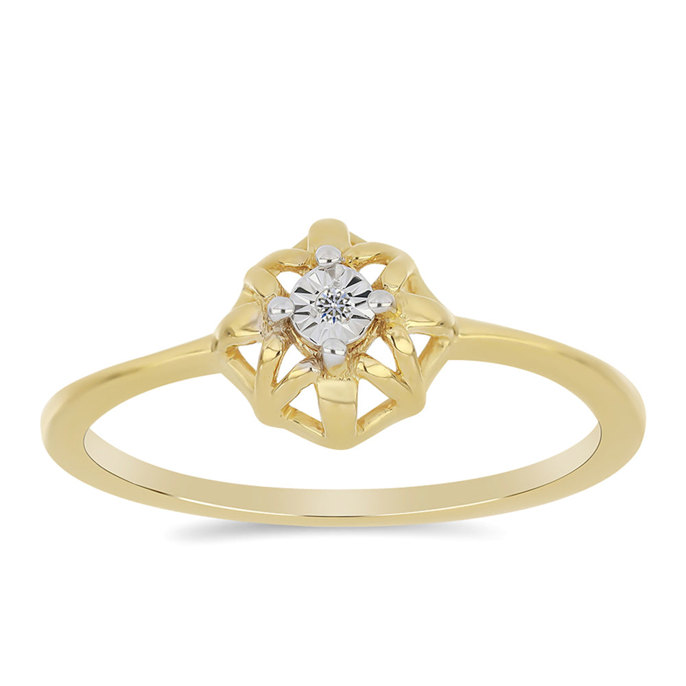 Anillo de Plata Bañada en Oro con Diamante blanco