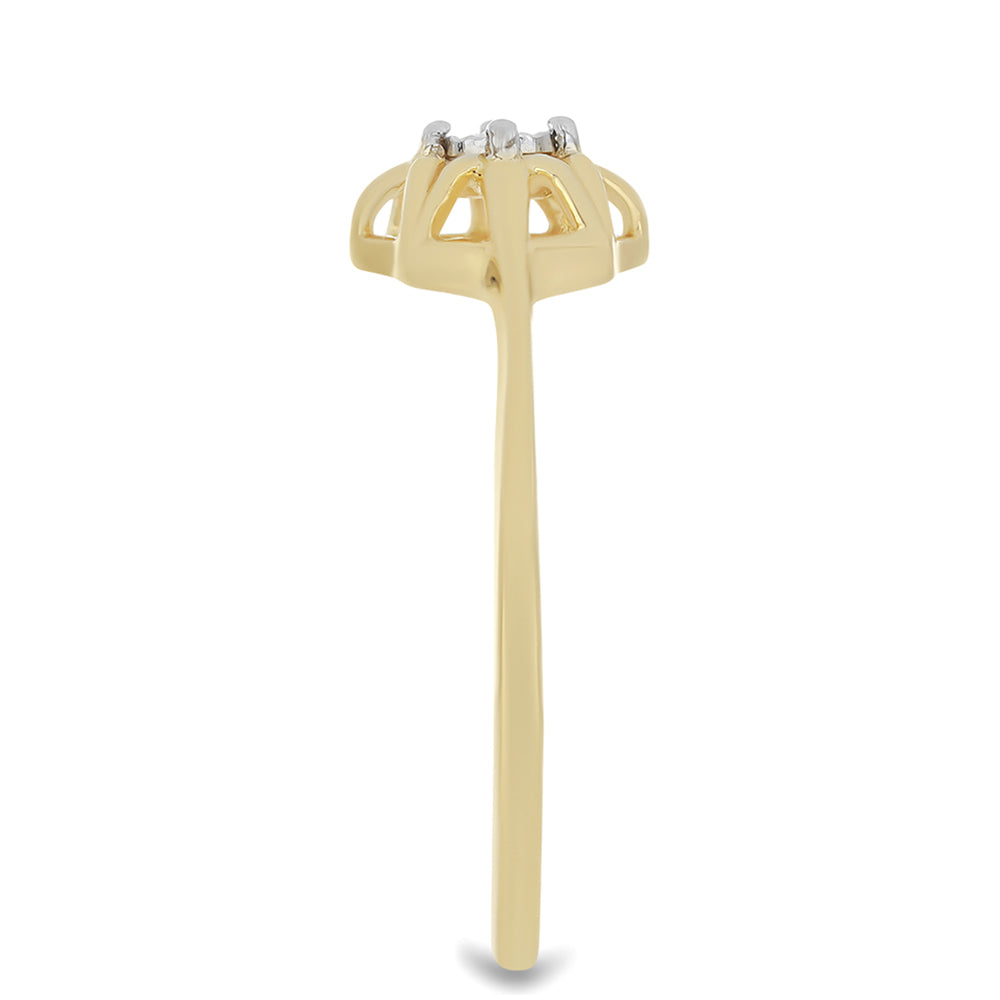 Anillo de Plata Bañada en Oro con Diamante blanco