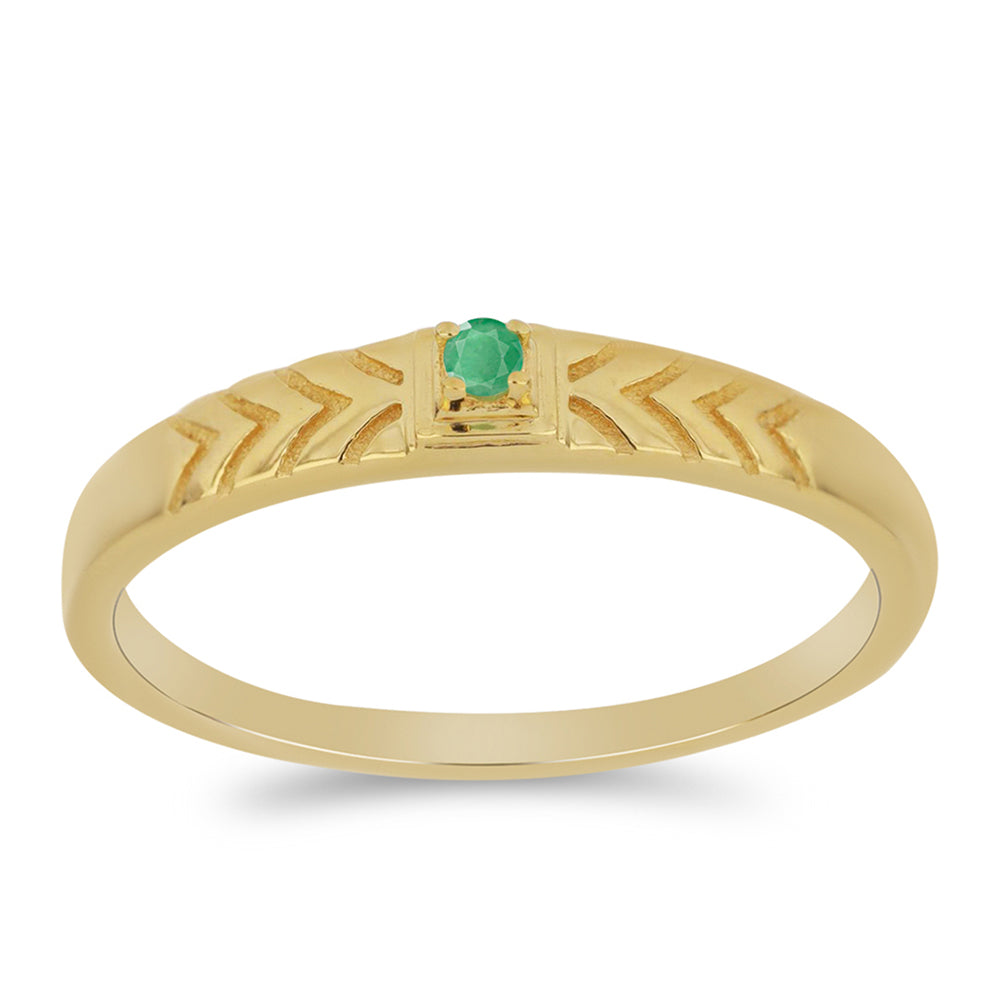 Anillo de Plata Bañada en Oro con Esmeralda de Brasil 3 