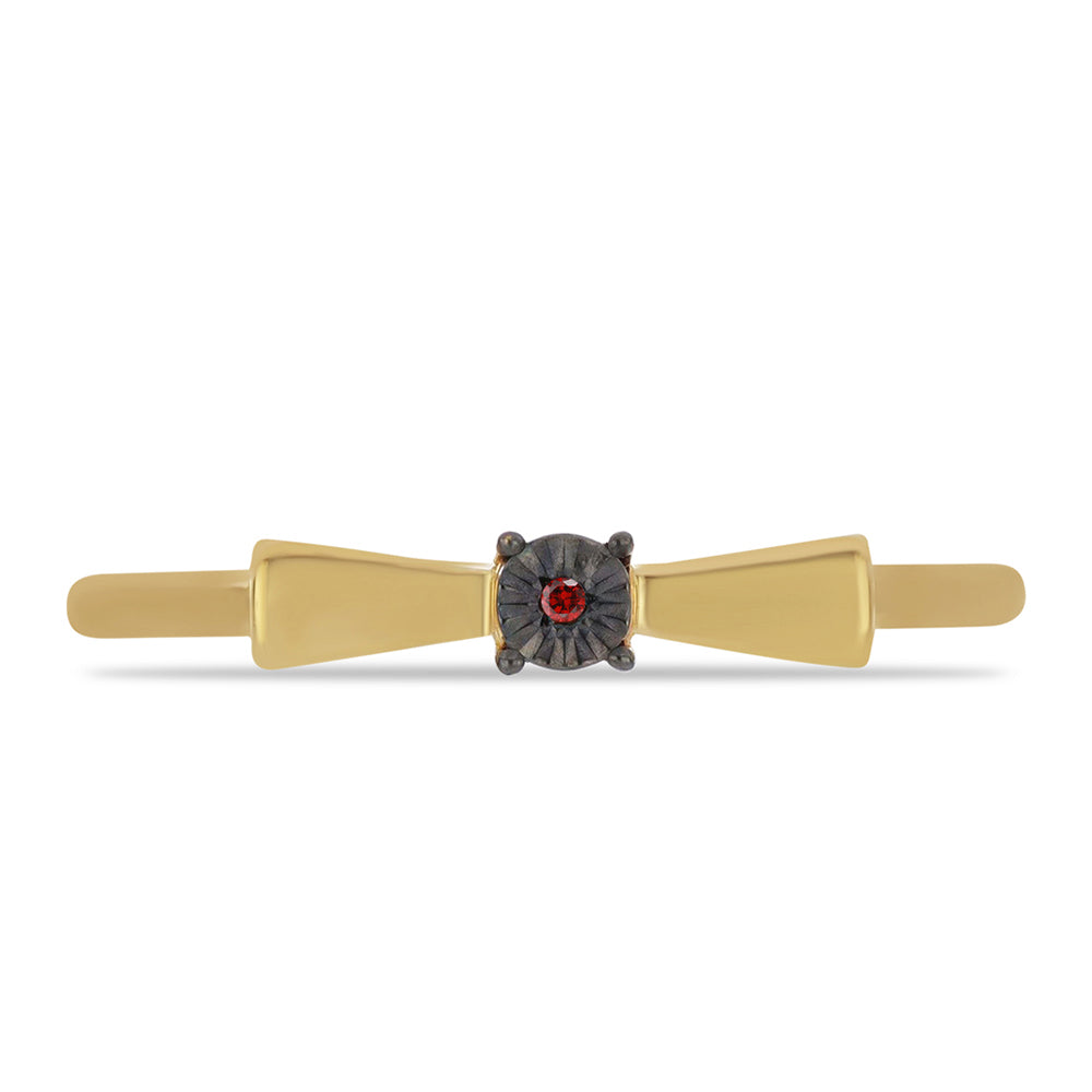 Anillo de Plata Bañada en Oro con Diamante Rojo