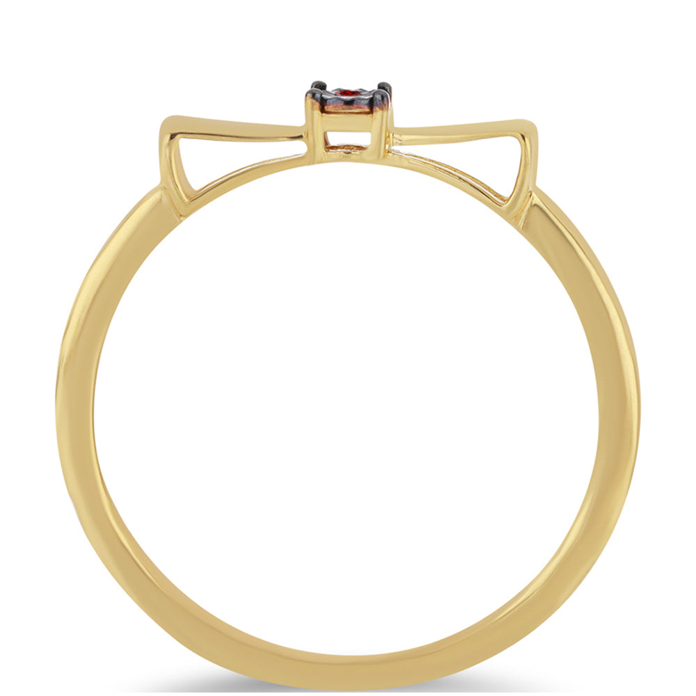 Anillo de Plata Bañada en Oro con Diamante Rojo 2 